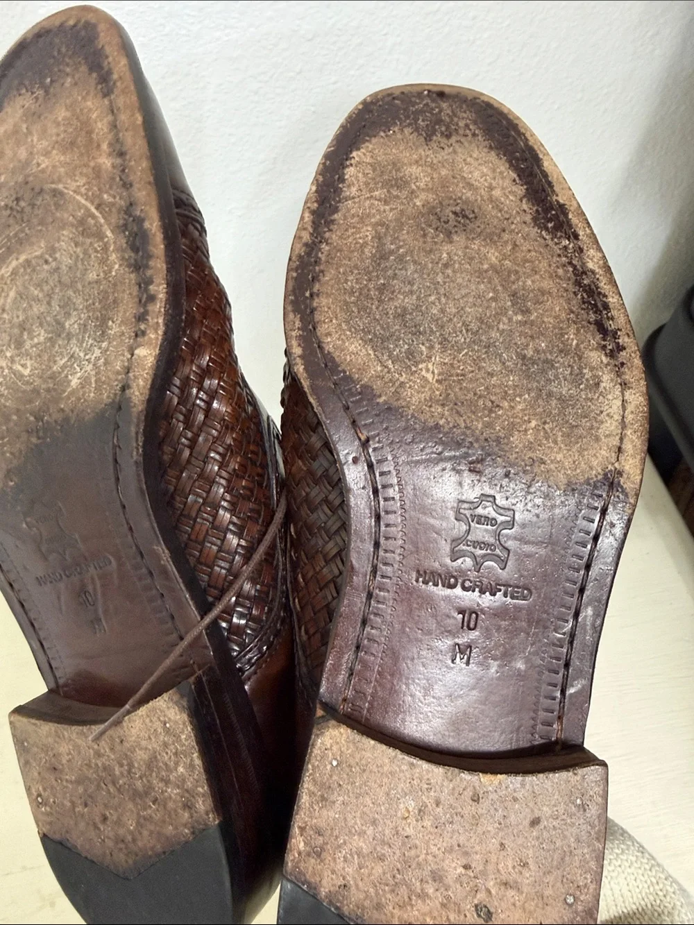 PRINCIPE Men's Brown Woven Leather Lace-Up Dress Shoes SZ 10